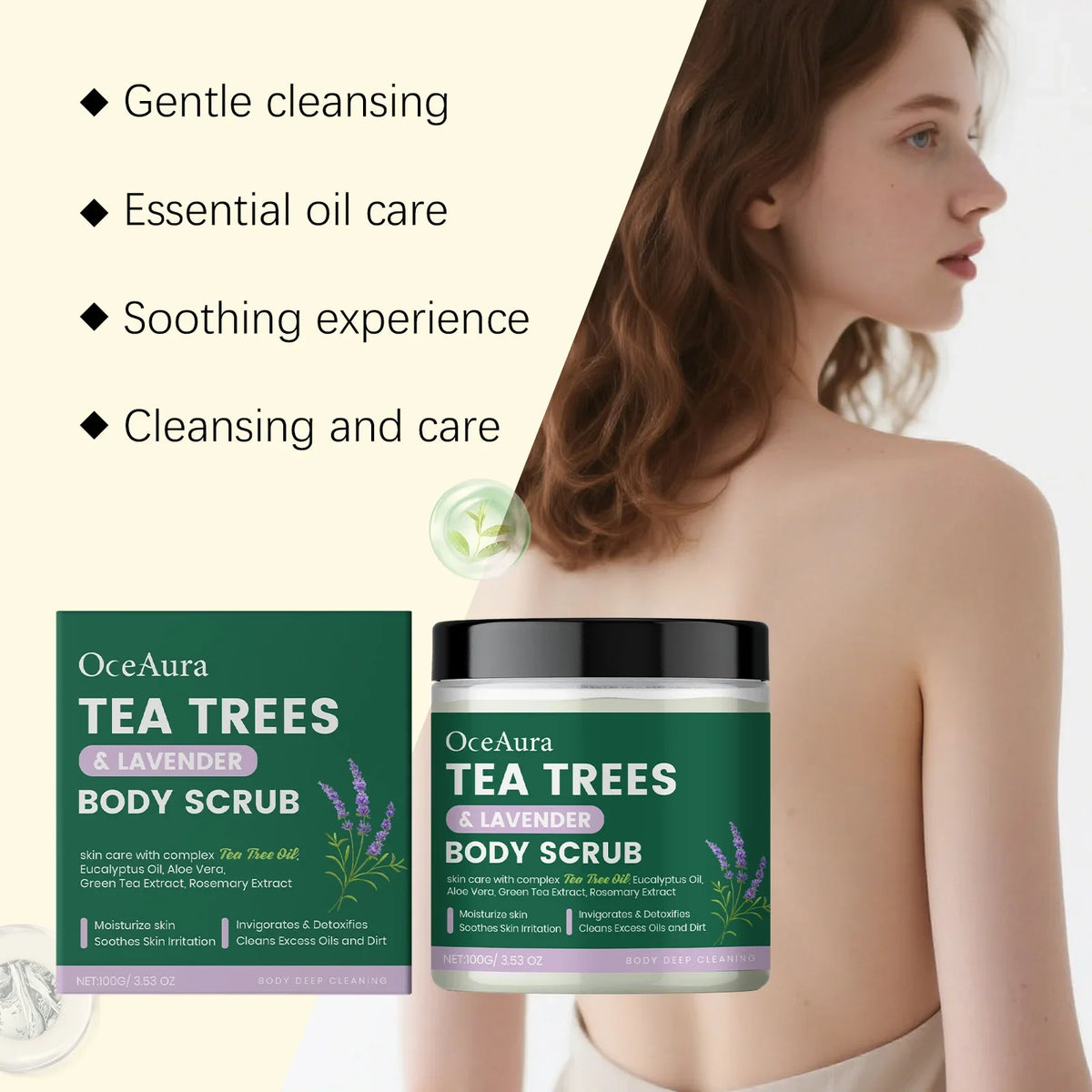 Oceaura Tea Tree Lavender Body Scrub – Gentle Deep Cleanse Body Scrub Qme