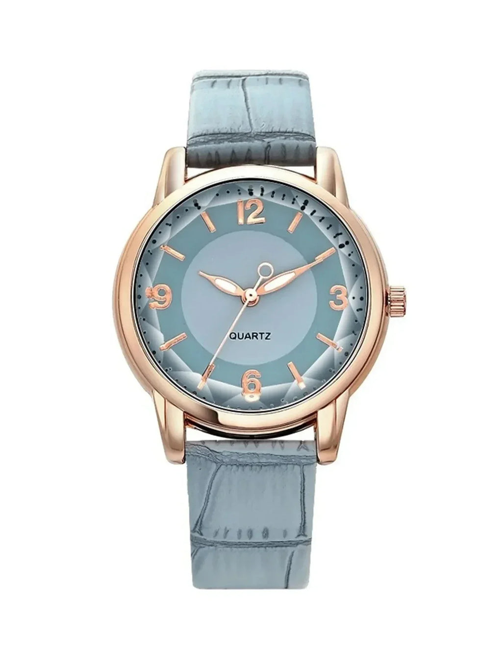 Women's Minimalist Large Number Quartz Watch – Beveled Dial Women's Quartz Watch Qme SKY BLUE