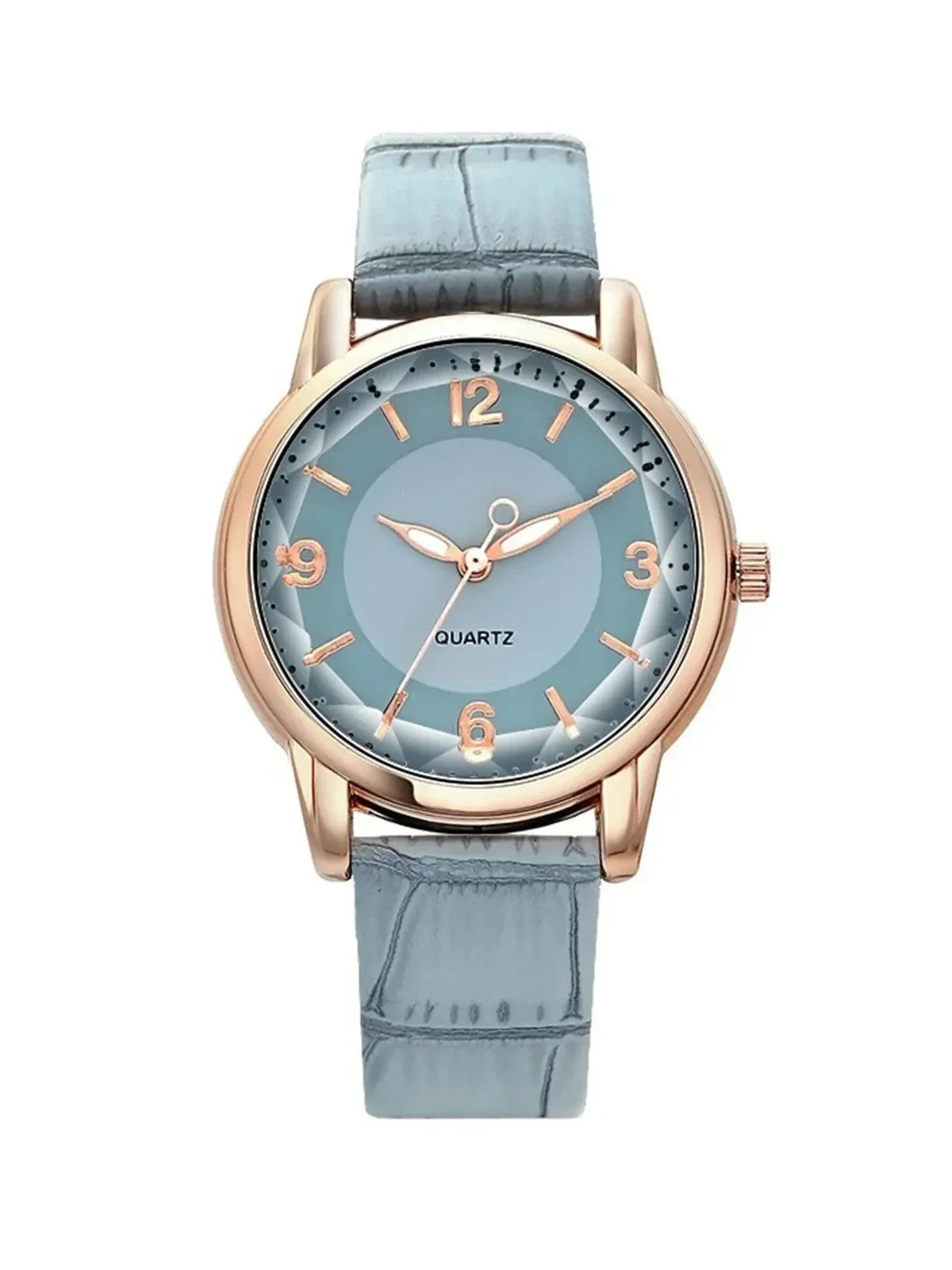 Women's Minimalist Large Number Quartz Watch – Beveled Dial Women's Quartz Watch Qme SKY BLUE