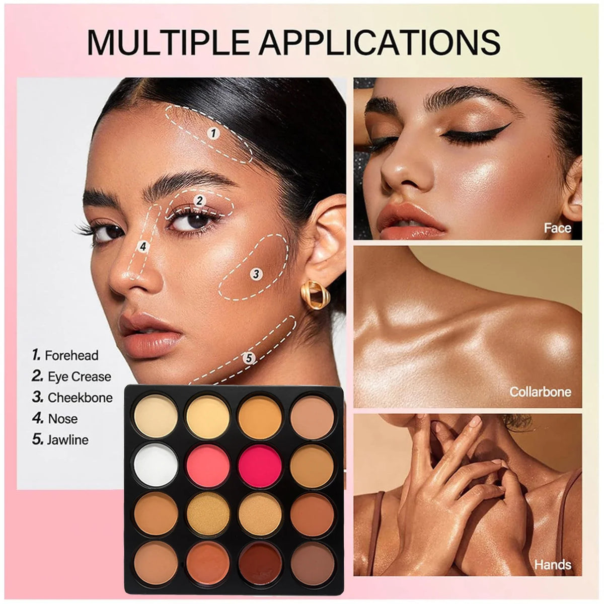 16-Color Blush Contour Highlighter Palette – Matte Face Powder Makeup Palette Qme