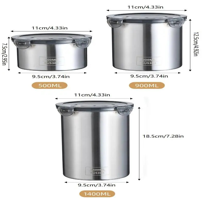 Stainless Steel Airtight Storage Jars | Kitchen Canisters Set Airtight Storage Jar Qme