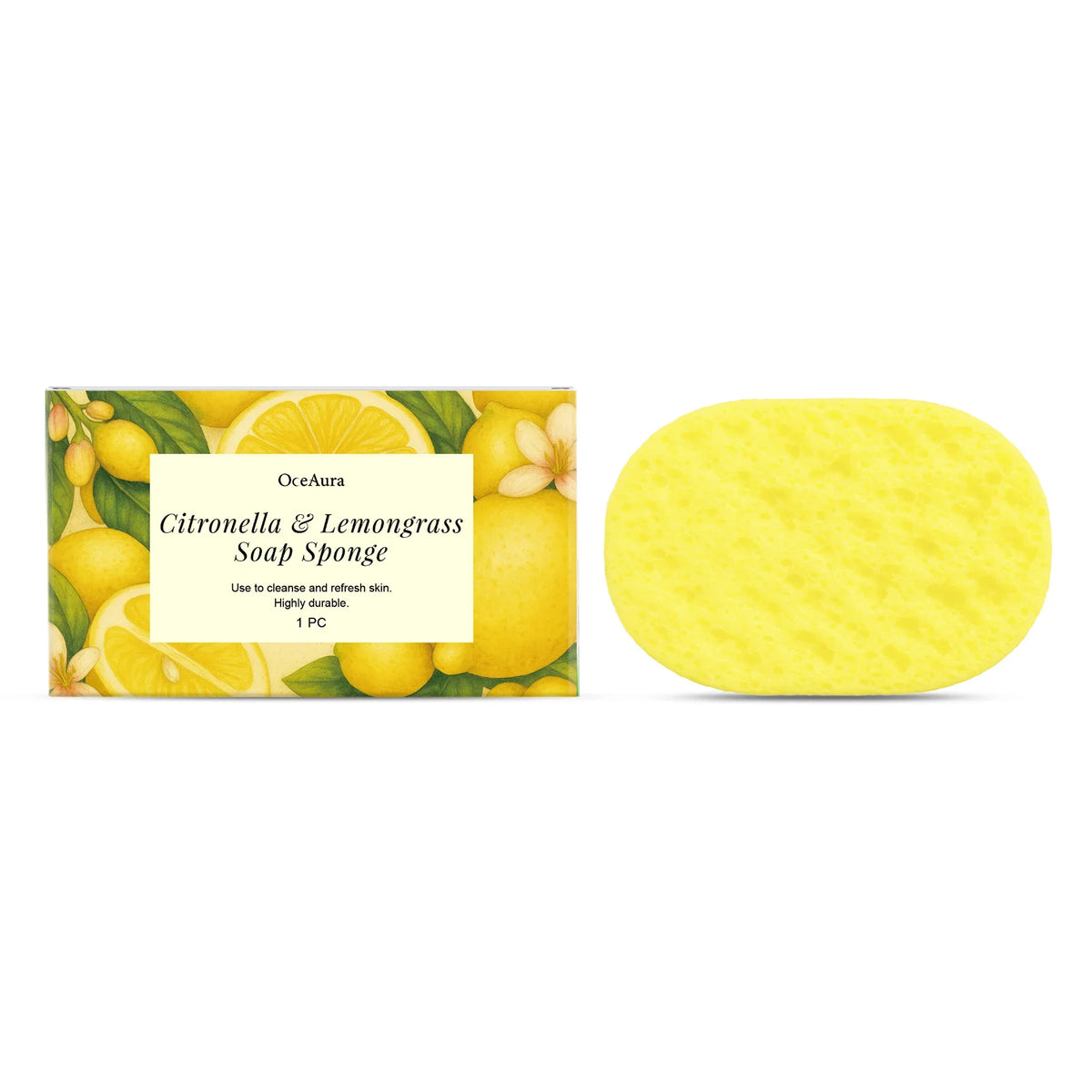 Citronella Lemongrass Exfoliating Soap Sponge – Deep Cleansing Exfoliating Soap Sponge Qme 1PC