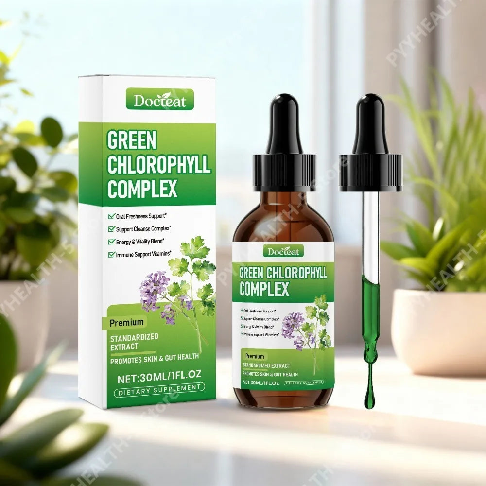 Docteat Chlorophyll Drops with Vitamin C – 30ml Liquid Liquid Supplement Drops Qst