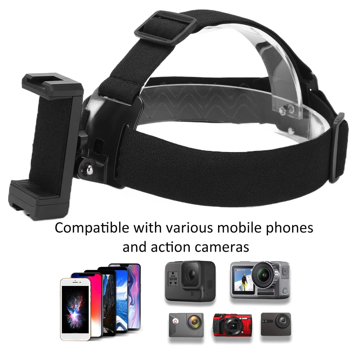 Adjustable Head Strap Mount for Action Cameras & Phones Camera Head Mount Qst