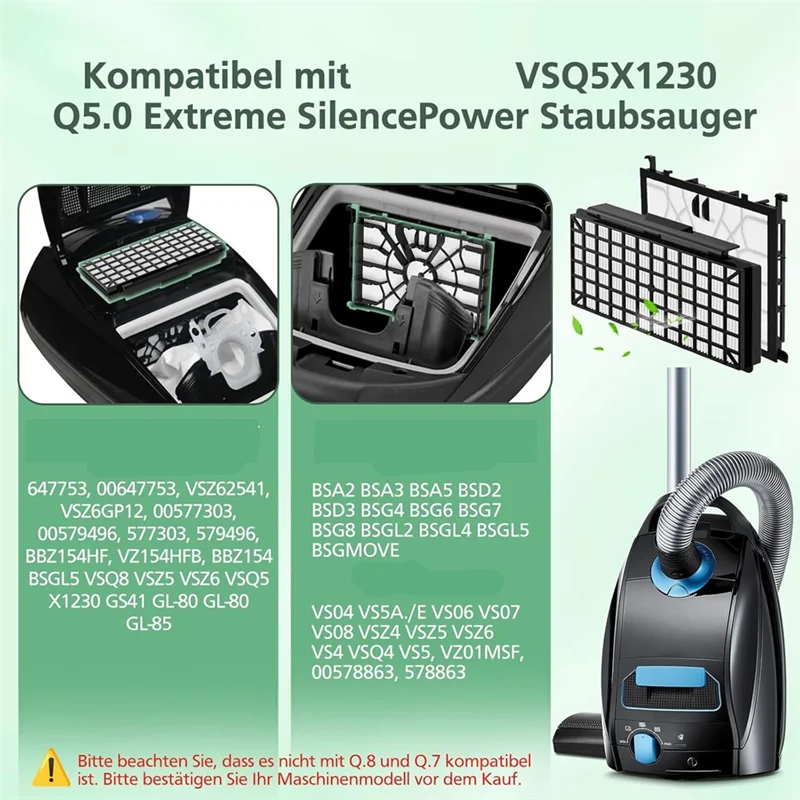 Siemens Vacuum HEPA & Motor Filter Set – VZ154HFB VSQ5X12M1 Vacuum Filter Kit Qst