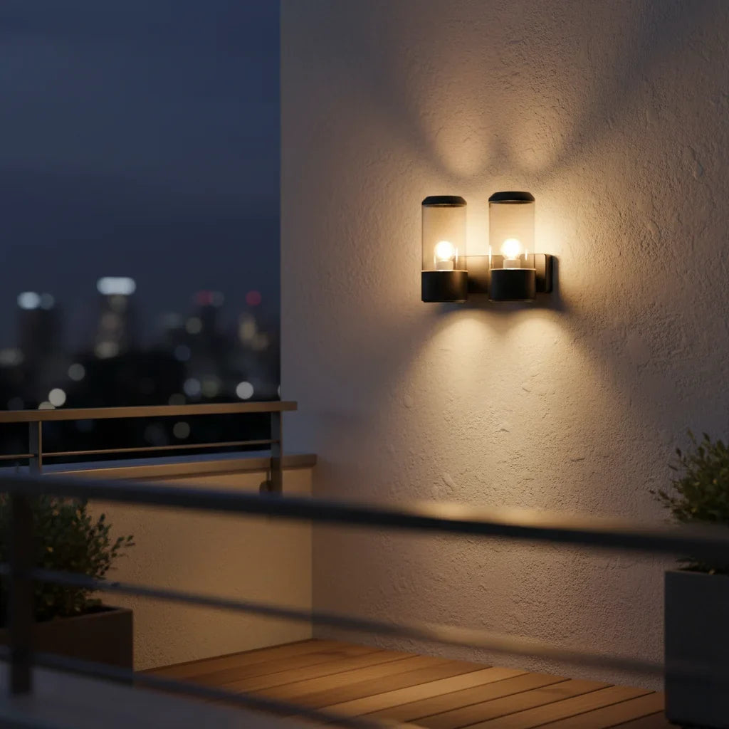 Black LED Wall Lamp – Up Down Indoor & Outdoor Lighting LED Wall Sconce Qme