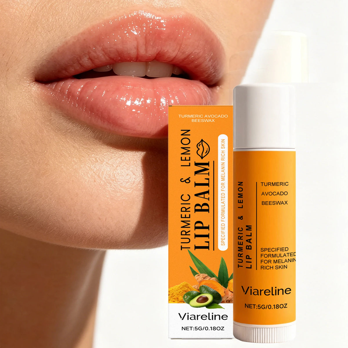 VIARELINE Turmeric Lemon Lip Balm – Moisturizing & Brightening Lip Balm Qst