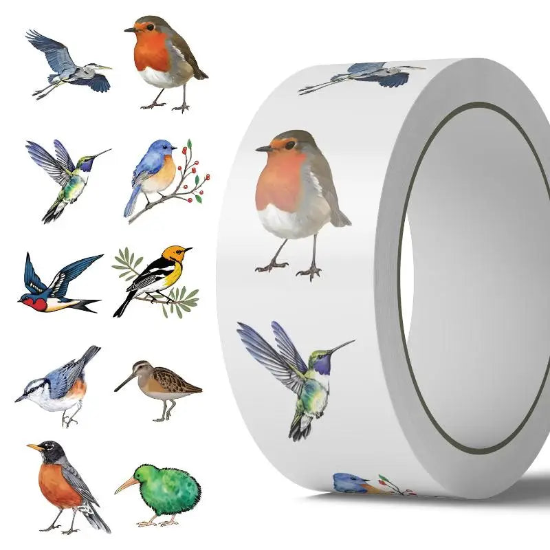 Bird Roll Stickers – Waterproof PVC Decals for Scrapbook & More Decorative Sticker Roll Qme