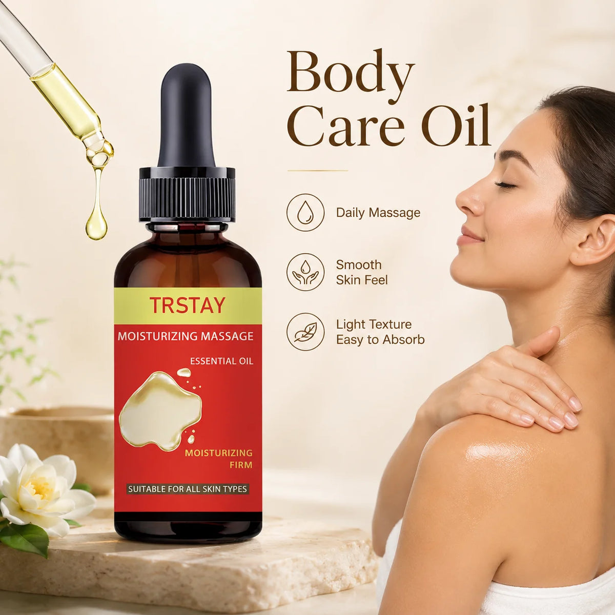 TRSTAY Full Body Massage Oil – Lightweight Hydrating Serum Body Massage Oil Qst