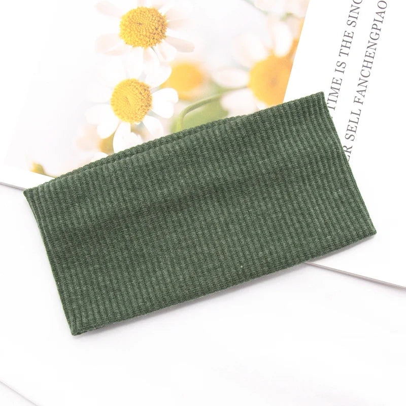 Women's Cotton Wide Turban Twisted Knotted Headband – 11 Colors Turban Headband Qme green