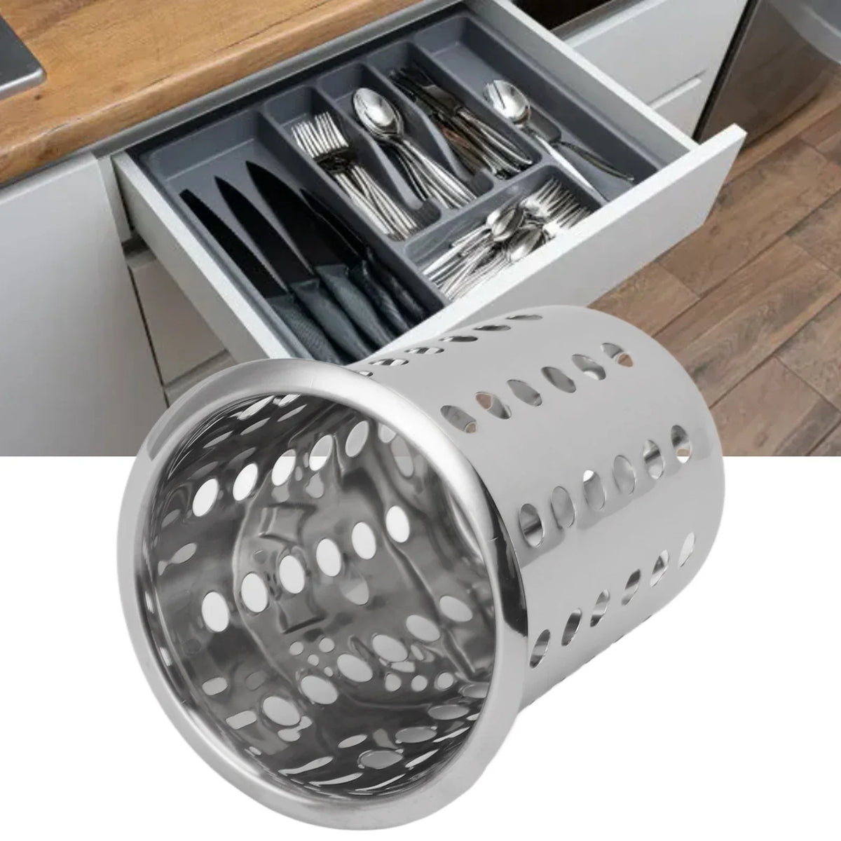 Stainless Steel Utensil Holder | Large Capacity Countertop Organizer Utensil Holder Qme