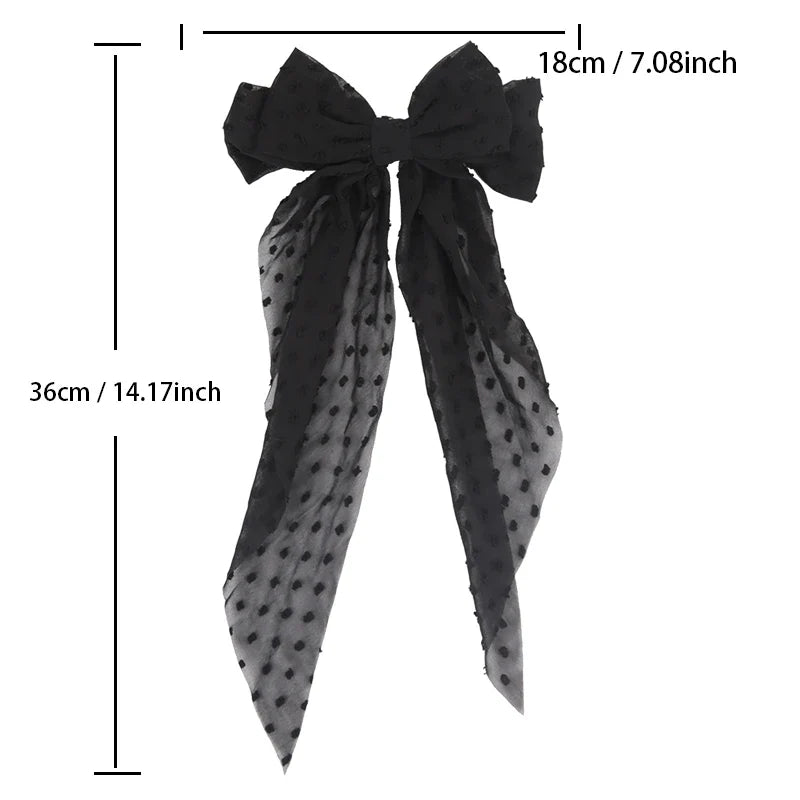 Black Chiffon Large Bow Hair Clip – Elegant Bowknot Hairpin Bow Hair Clip Qme