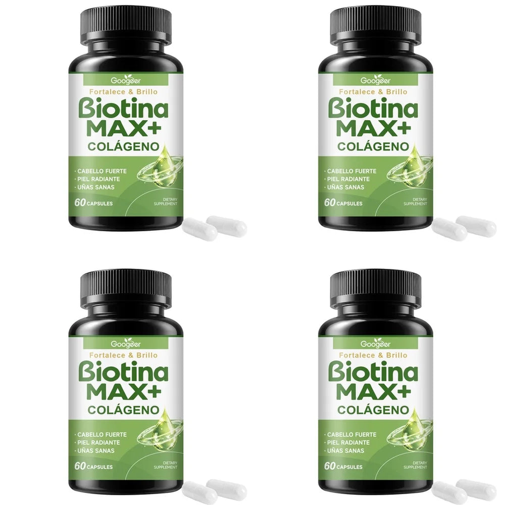 Googeer Biotin Collagen Capsules – Hair, Skin & Nail 60ct Beauty Supplement Qst 4 bottles 240 pieces