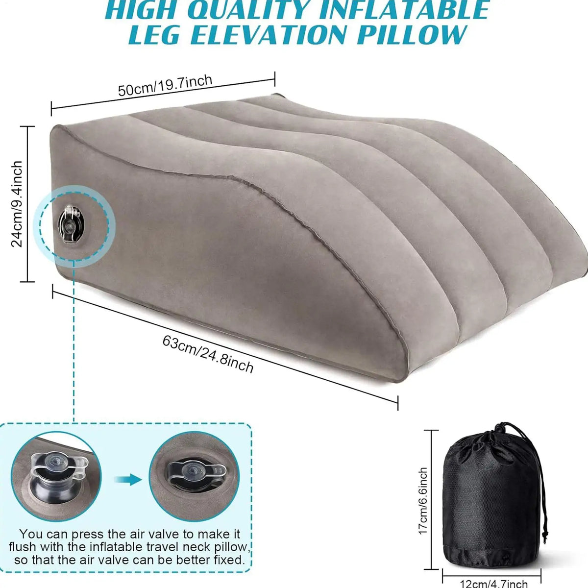 Inflatable Leg Wedge Pillow with Storage – Foot Elevation Inflatable Wedge Pillow Qme