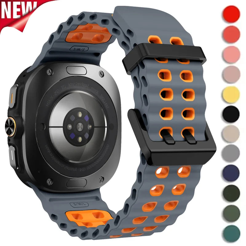 Two-Tone Silicone Sports Band – Samsung Galaxy Watch Ultra Silicone Watch Band Qme