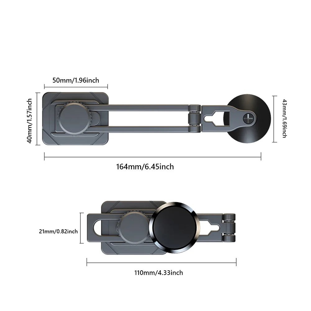 Magnetic Car Phone Mount Foldable Aluminum Alloy Stand Car Phone Mount Qme
