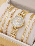 Women's Silver Rhinestone Lotus Dial Quartz Watch Bracelet Watch Bracelet Qme Gold No