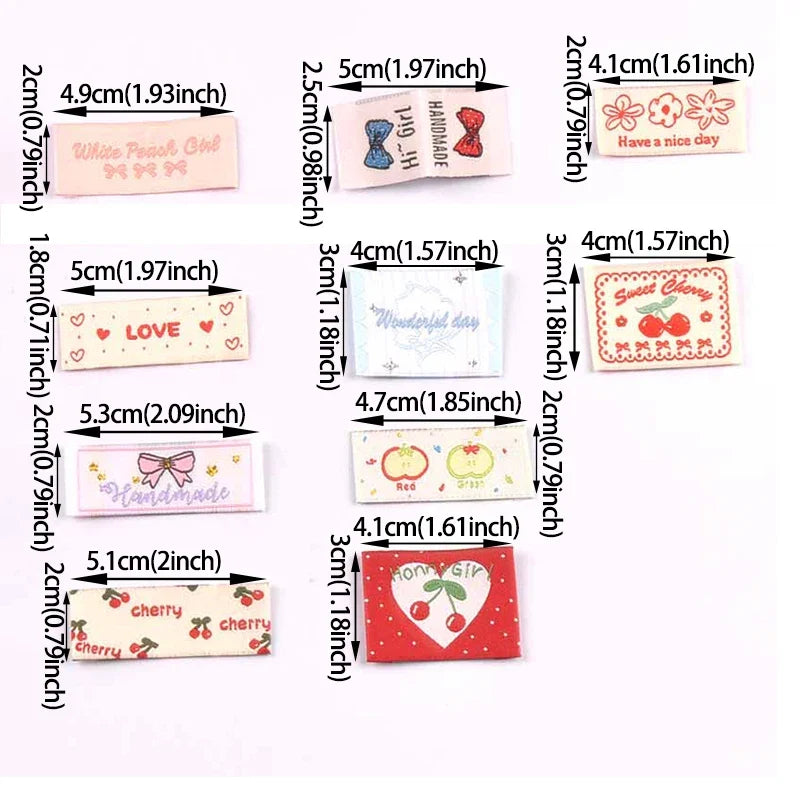 18 Cherry Peach Fabric Sew-On Labels | DIY Craft Tags Fabric Sew-On Labels Qme