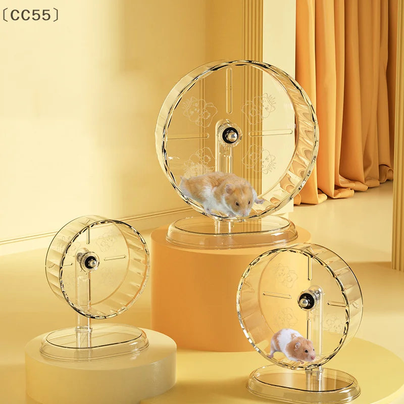 Acrylic Hamster Exercise Wheel with Stand – Transparent, Anti-Slip Hamster Exercise Wheel Qst