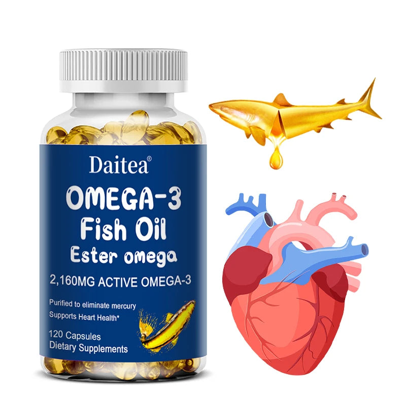 Wild Caught Omega-3 Fish Oil 3600mg – High EPA & DHA, Non-GMO Omega-3 Supplement Qst