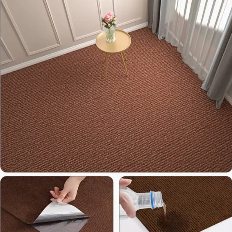 Self-Adhesive Runner Rug 40cm x 3m – Absorbent Polyester Mat Runner Rug Mat Qst Brown 40cmX300cm