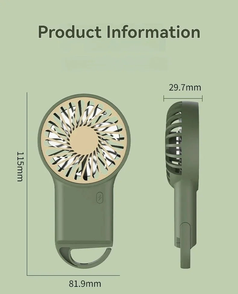 USB Rechargeable Mini Fan Cartoon Hook – Handheld & Desktop Portable Mini Fan Qme