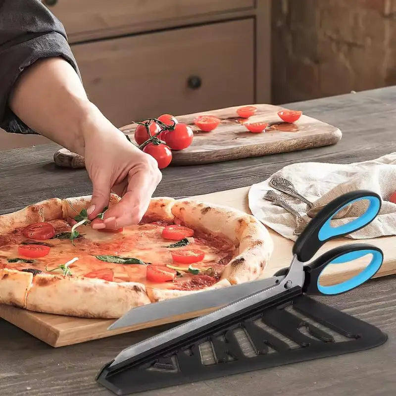 Stainless Steel Pizza Scissors Cutter with Detachable Spatula Pizza Scissors Cutter Qme