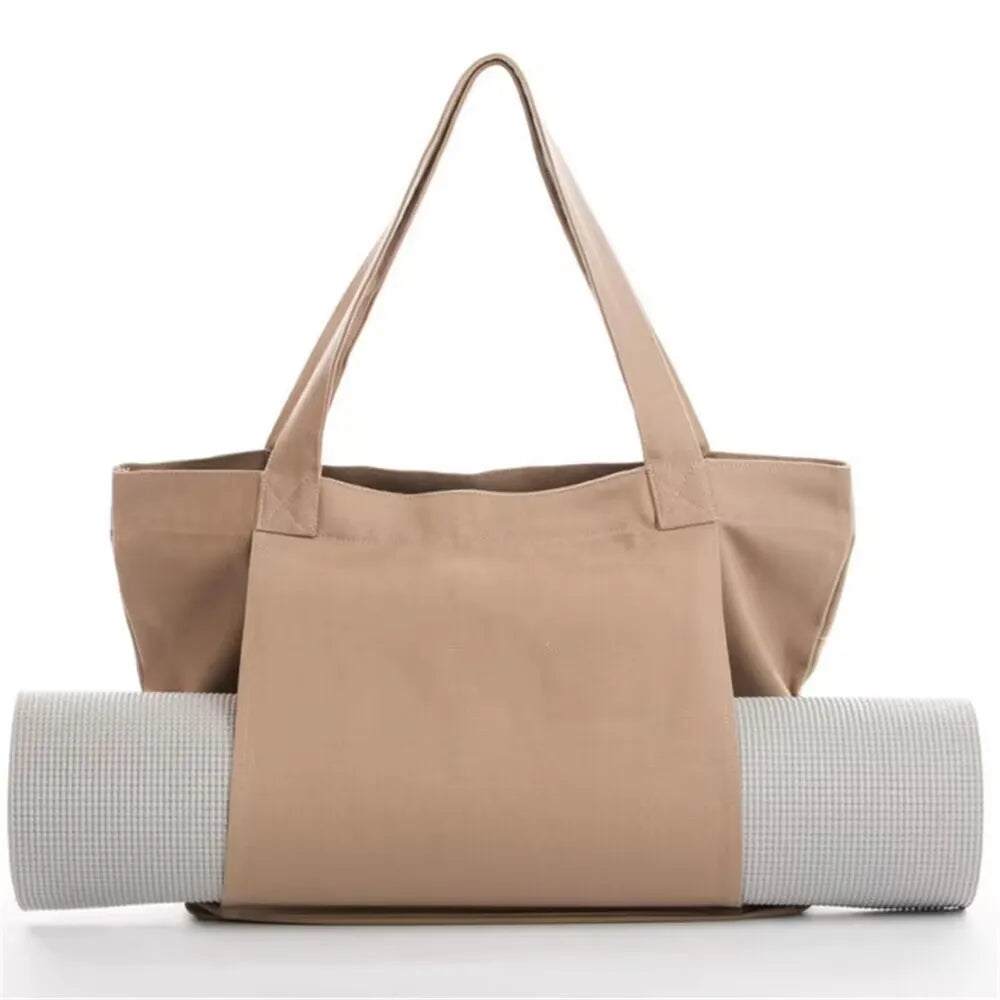 Crossbody Yoga Mat Backpack | Padded Straps & Canvas Yoga Mat Backpack Qme Dark Khaki
