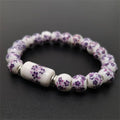 Blue White Porcelain Ceramic Stretch Bead Bracelet | Floral Ceramic Bead Bracelet Qme 3 18cm