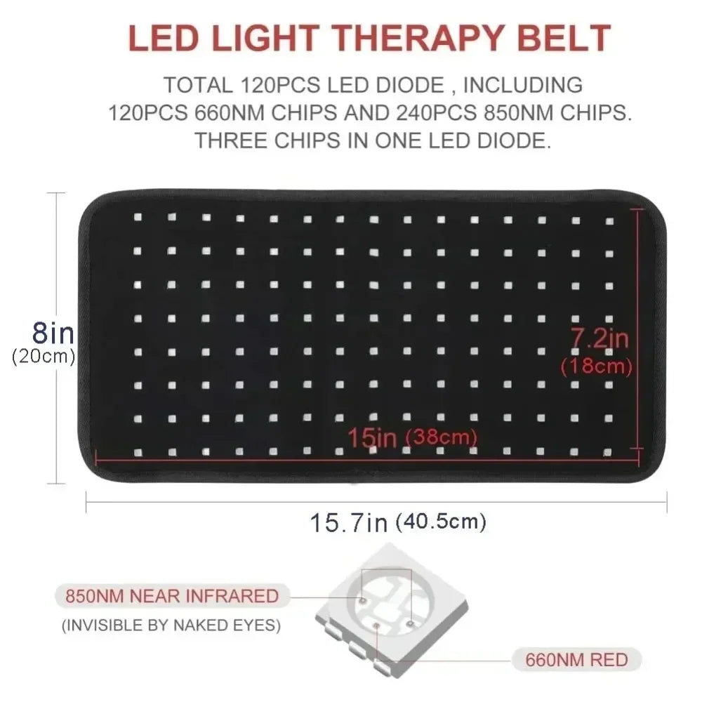 Red Light Therapy Belt 660nm 850nm – 120 LED Infrared Wrap Red Light Therapy Belt Qst