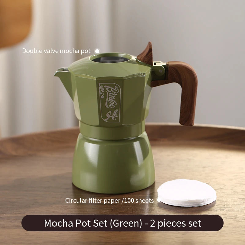 Bincoo 6-Color Moka Pot 2-Valve Espresso Starter Kit Stovetop Espresso Maker Qst Green 2pcs