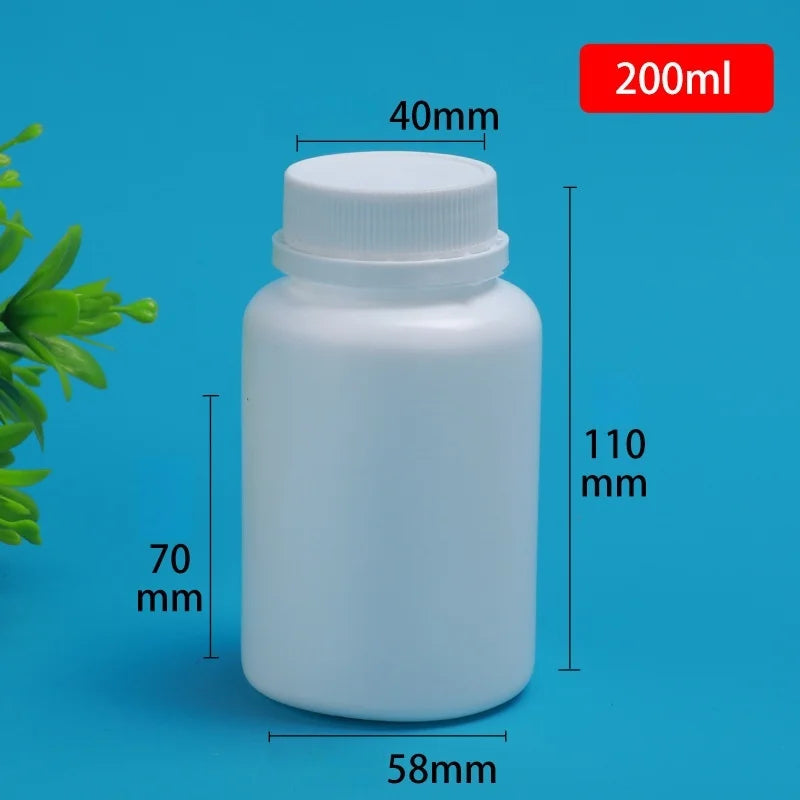 HDPE Plastic Pill Vials & Powder Containers 10pcs Seal Pill & Powder Vials Qme 200ML 10PCS B