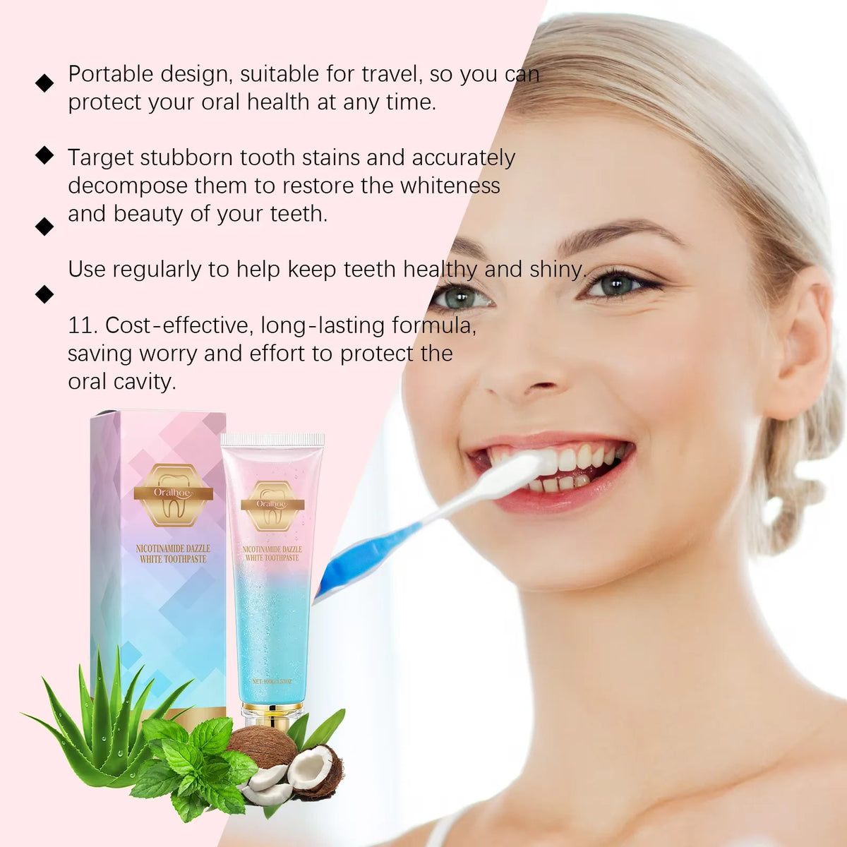 Oralhoe Niacinamide Whitening Toothpaste | Enamel & Fresh Breath Whitening Toothpaste Qst