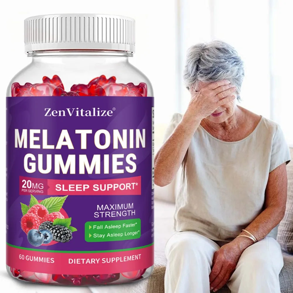ZENVITALIZE Melatonin Gummies – Adult Sleep Support 60ct Melatonin Supplement Qst