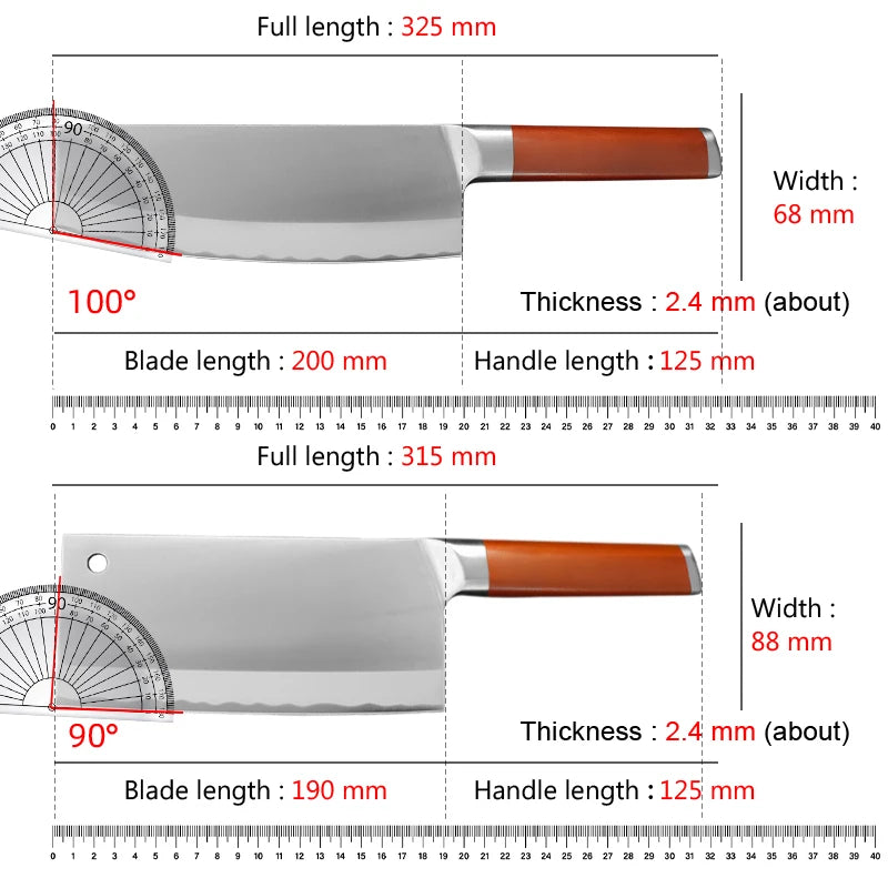 InLeung Stainless Steel Meat & Vegetable Cleaver Chef Knife Kitchen Cleaver Knife Qst