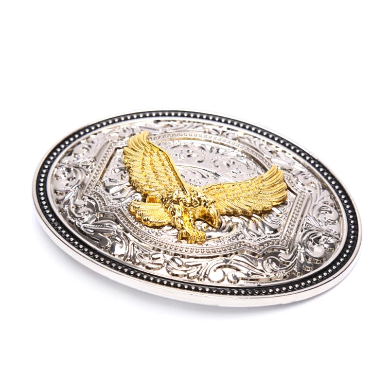 Golden Western Belt Buckle – Longhorn Bull & Eagle Alloy Western Belt Buckle Qst