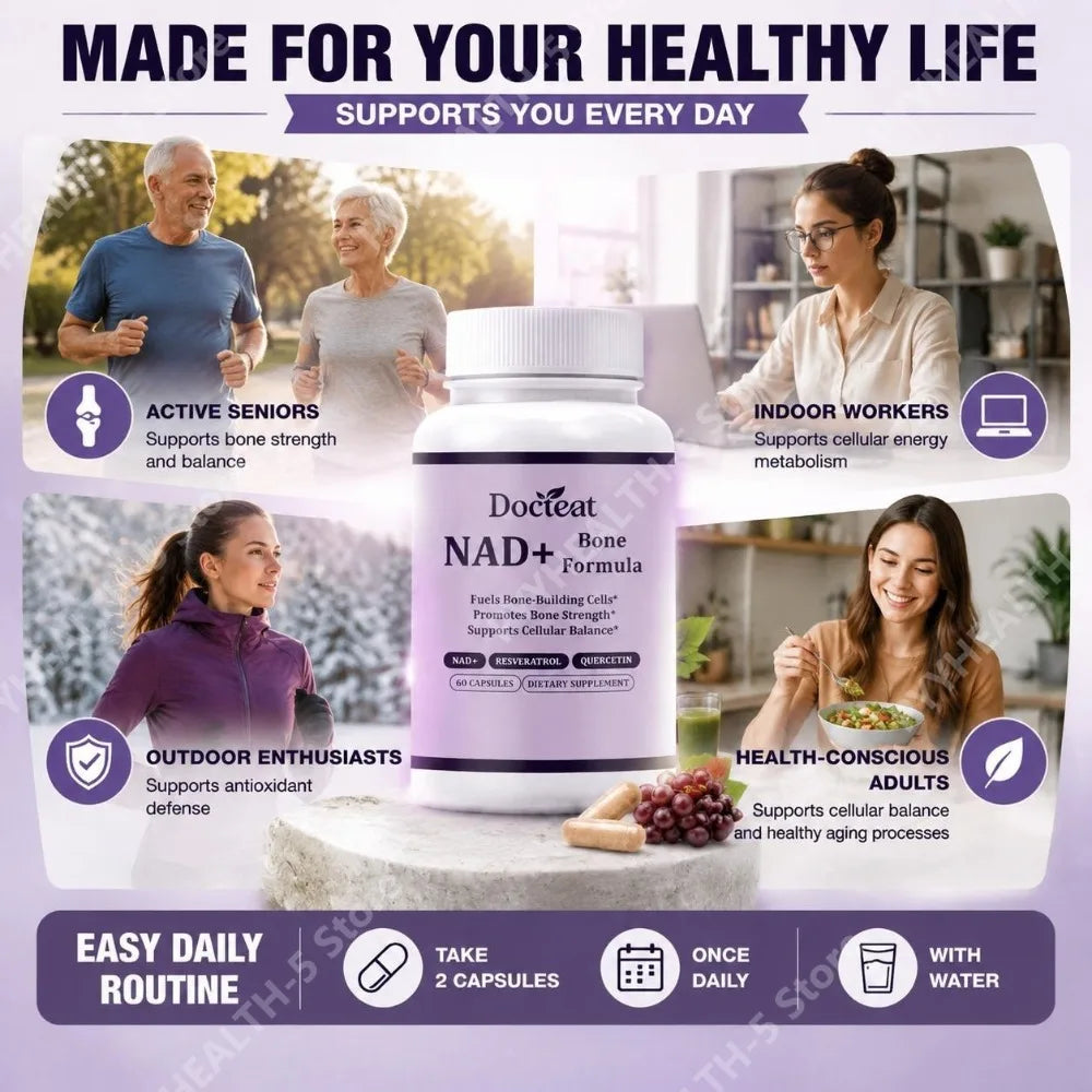 Docteat NAD+ Bone Formula – Resveratrol & Quercetin 60 Caps Dietary Supplement Qst