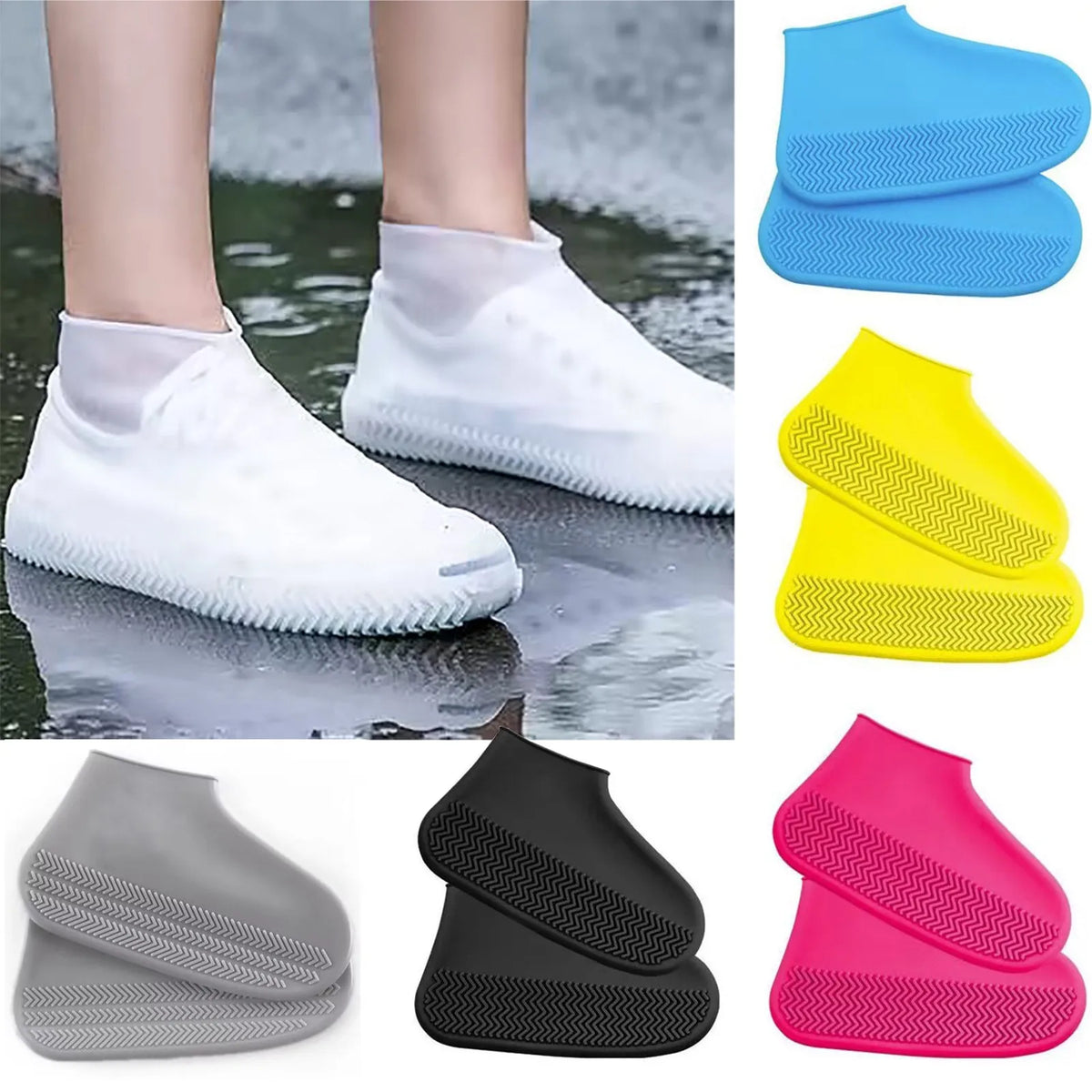 Reusable Silicone Rain Shoe Covers – Foldable Waterproof Overshoes Waterproof Shoe Covers Qme