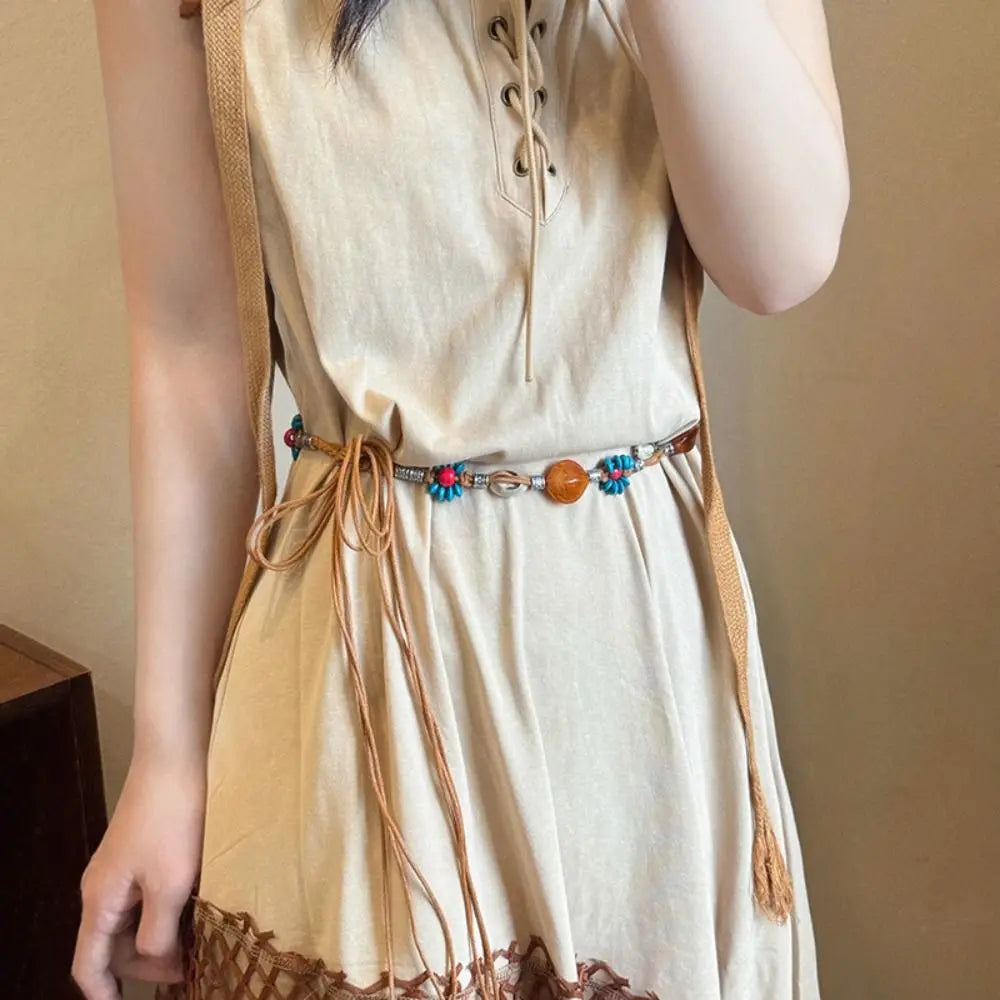 Woven Bohemian Waist Chain Belt & Hair Band | 3 Colors Woven Belt Accessory Qme