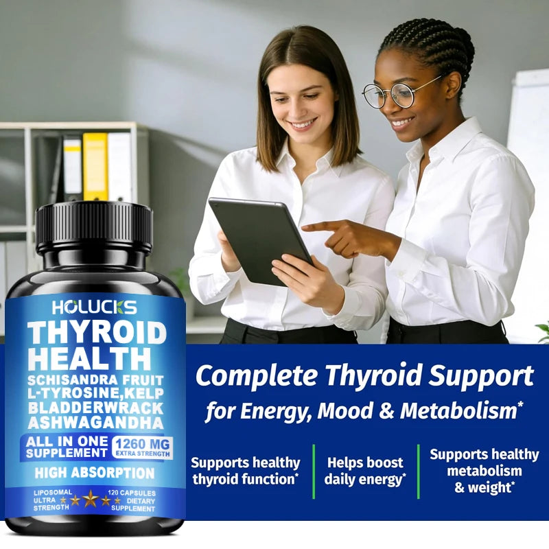 HOLUCKS Thyroid Wellness Supplement | Iodine, Ashwagandha & L-Tyrosine Thyroid Supplement Qst