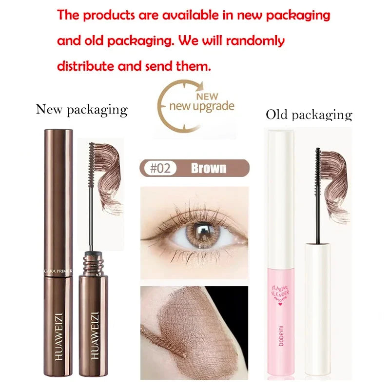 Silk Fiber Mascara Ultra-Thin Brush | Lengthening & Volumizing Fiber Mascara Qme 02brown