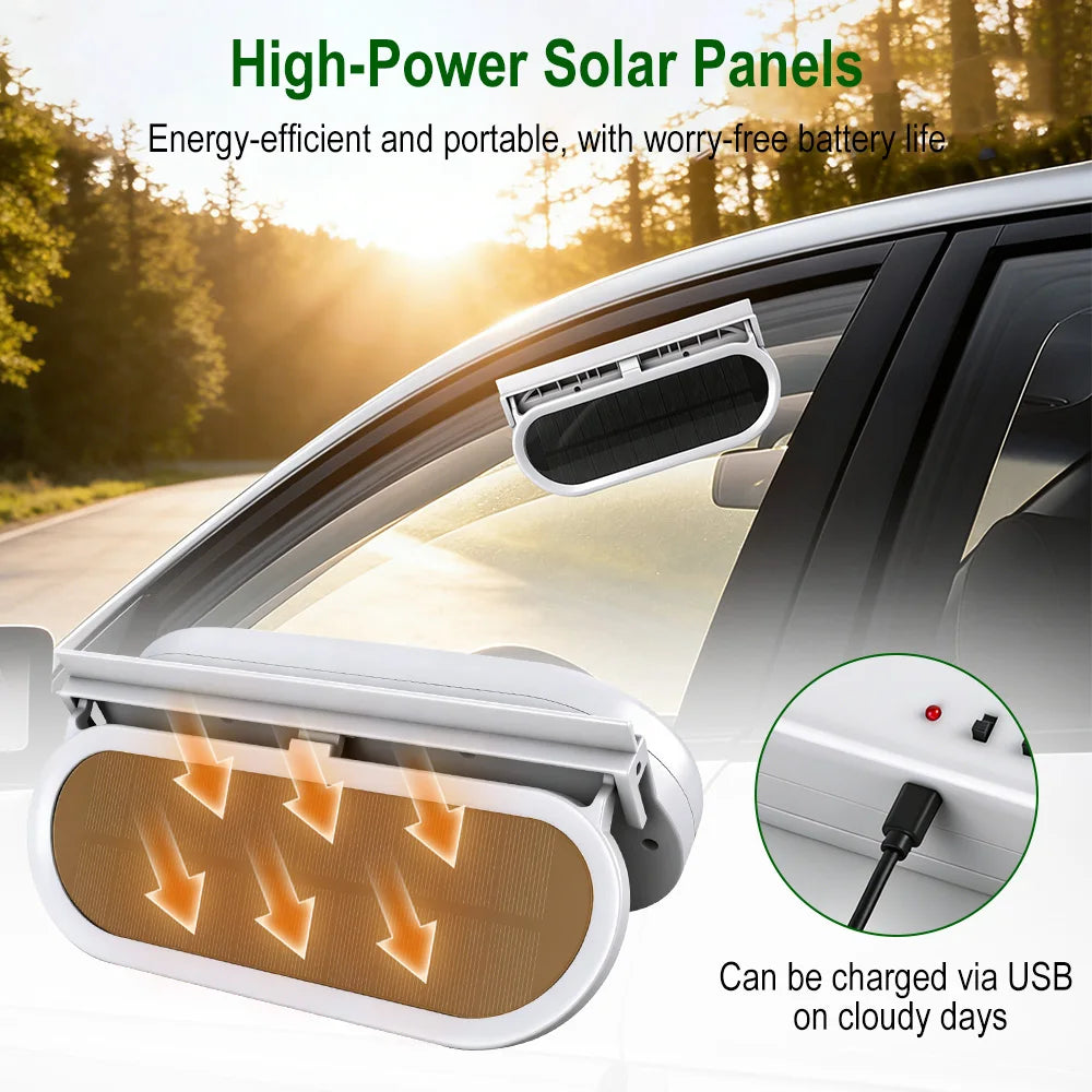 Solar Powered Car Exhaust Fan – 3-Motor Ventilation Cooling Car Ventilation Fan Qst