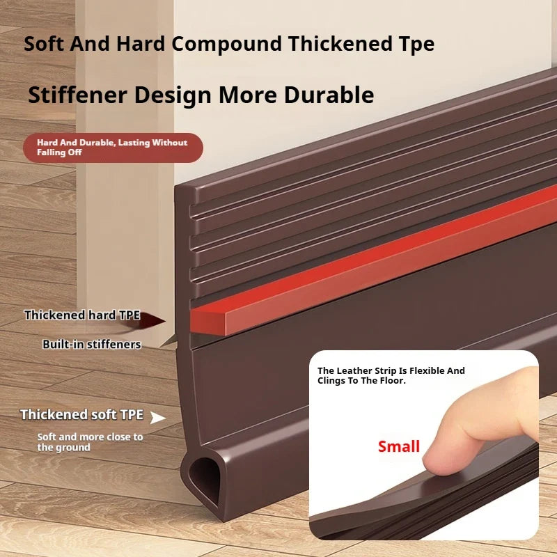 1M Self-Adhesive Door Bottom Seal Strip – Windproof TPE Weatherstrip Door Weatherstrip Seal Qme