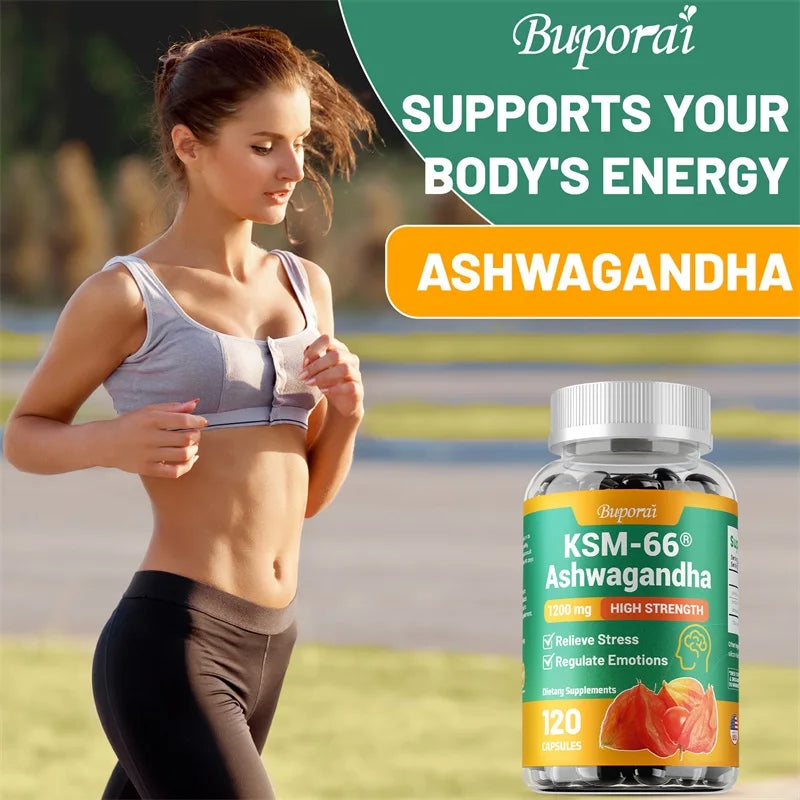KSM-66 Ashwagandha Capsules 1200mg – Adaptogen Supplement Herbal Supplement Qst