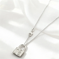 925 Sterling Silver Lock Charm Necklace for Women Sterling Silver Necklace Qme Silver 45CM 18 inches