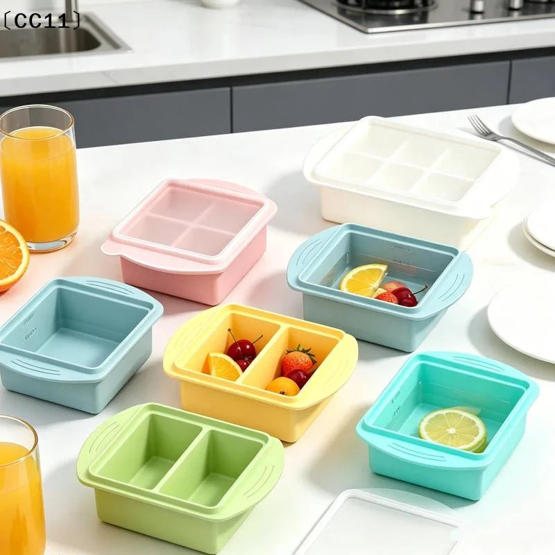 Silicone Freezer Mold Tray with Lid | Single & Double Compartment Silicone Freezer Mold Qme