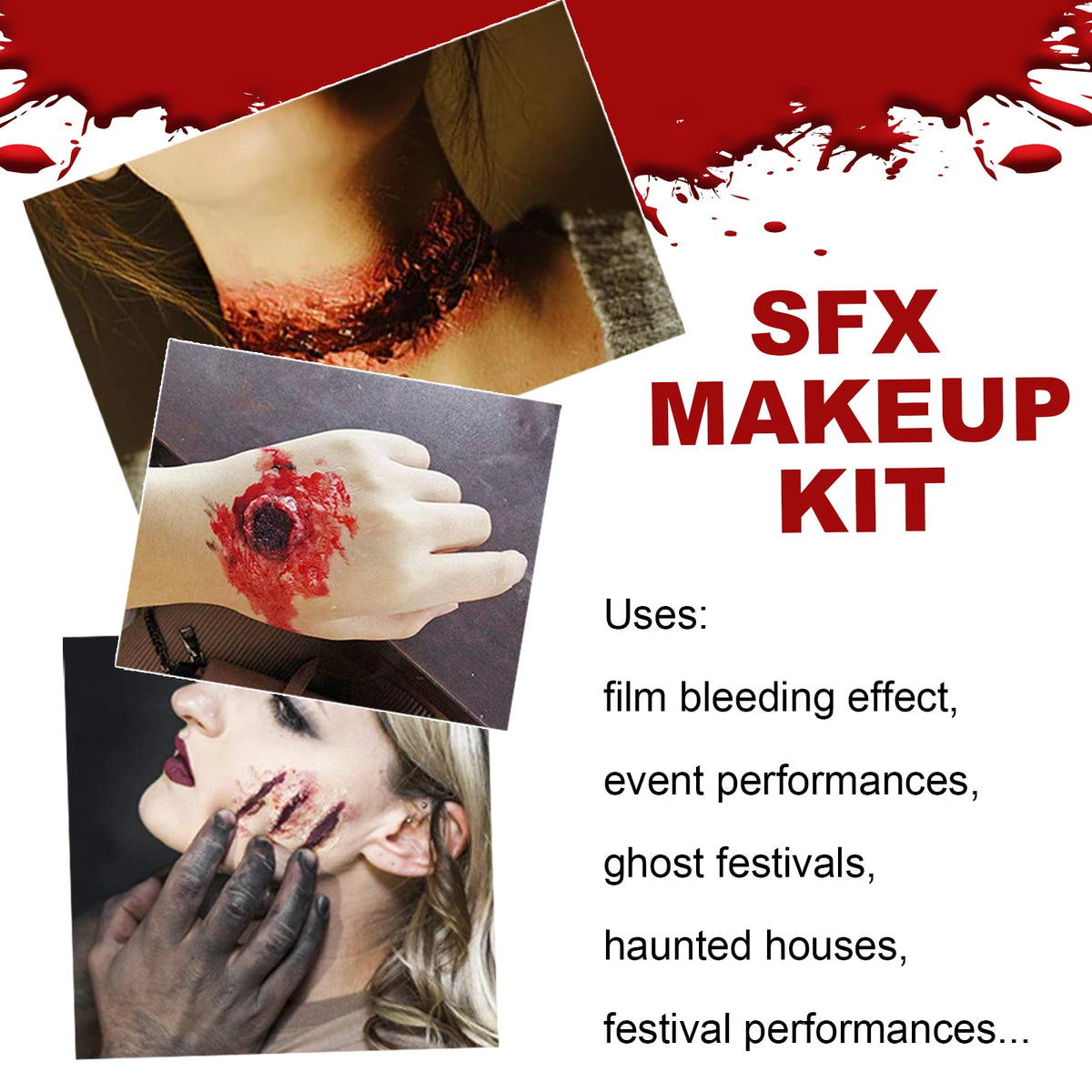 Halloween SFX Makeup Kit – Fake Blood, Scar Wax & Tool SFX Makeup Kit Qst