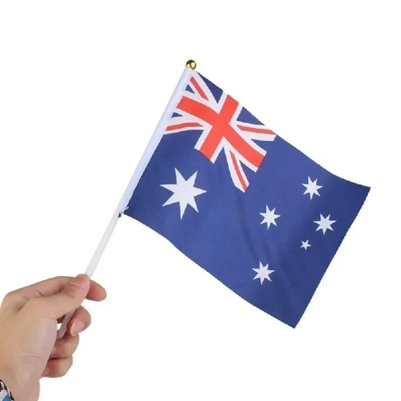5 Mini Hand-Held Australian National Flags with Plastic Poles Mini Patriotic Flag Qme