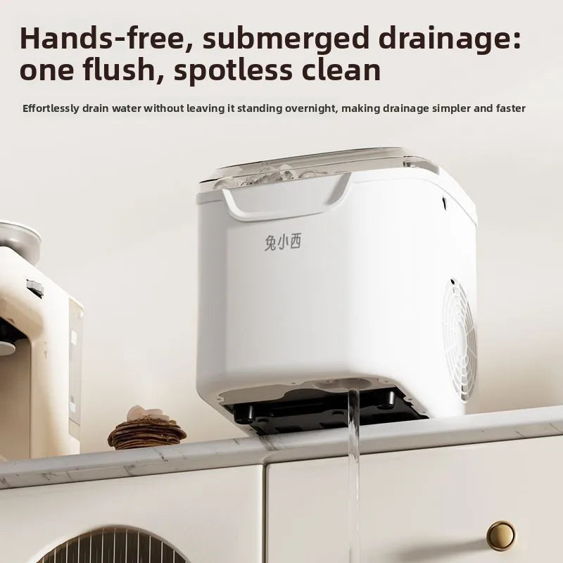 HAOYUNMA 95W Ice Maker 12KG/Day Round Ice Auto-Clean Machine Countertop Ice Maker Qst
