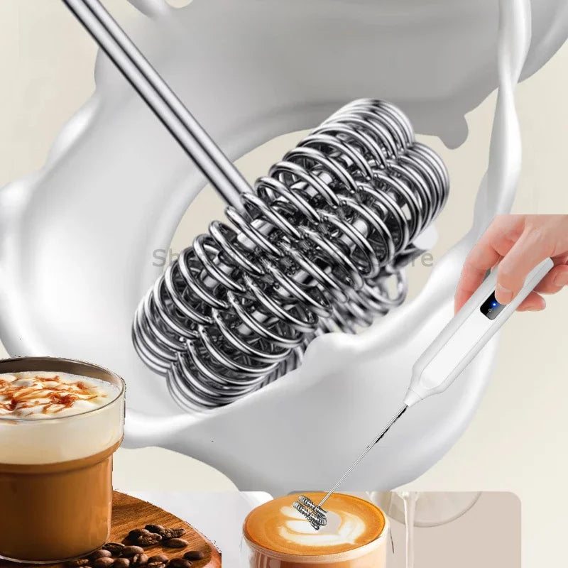 Wireless USB-C Electric Milk Frother Handheld Blender Stainless Electric Milk Frother Qme